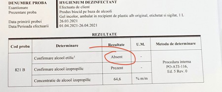 „În urma analizei, alcoolul etilic nu s-a identificat în această probă” a fost constatarea celor de la ICECHIM. Foto: Turnul Sfatului