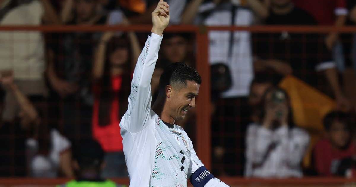 Cristiano Ronaldo se bucură după ce a înscris golul cu numarul 140 pentru Portugalia
