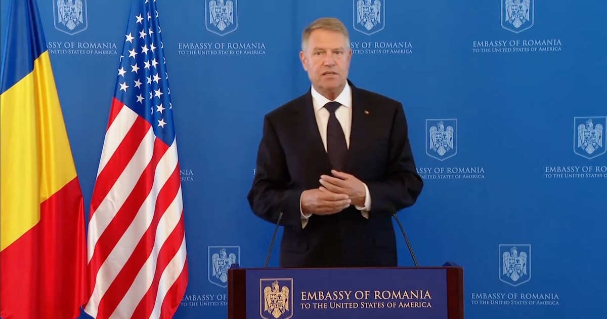 Klaus Iohannis susține declarații de presă după primirea la Casa Albă. Foto: captură video