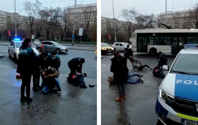 VIDEO | Scandal în Gara de Nord.  Doi bărbați și o femeie, puși la pământ de polițiști pentru că beau alcool și nu purtau mască