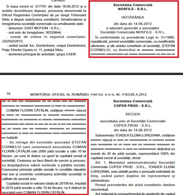 Iese Corneliu Ștefan, intră Coman Florin Cătălin
