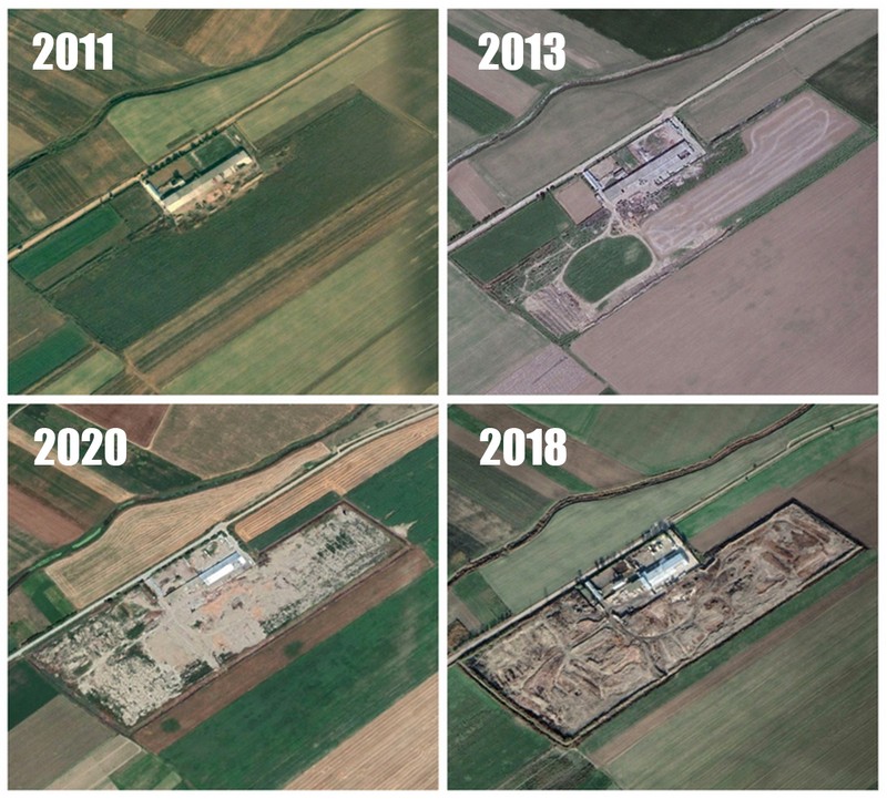 Imagini din satelit cu incineratorul și terenul adiacent, de-a lungul anilor
