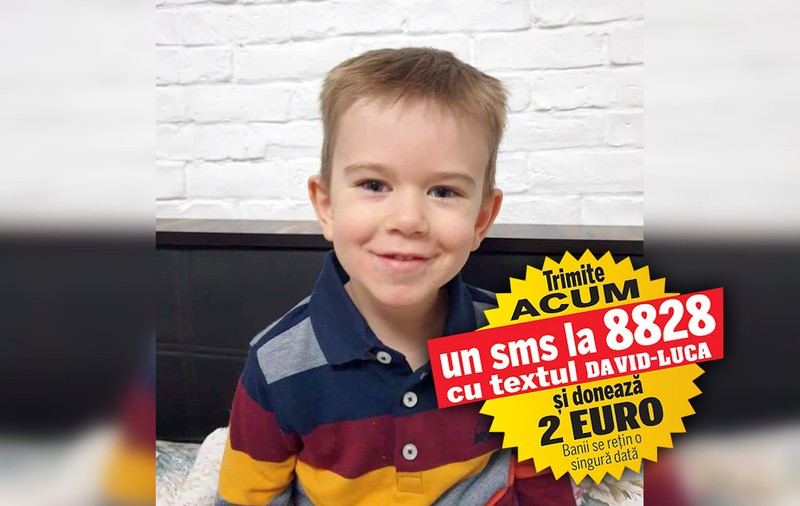 Pentru a putea merge, David are nevoie de 12.000 de lei lunar. Băiatul suferă de la naștere de hipotonie severă, boală care îi „topește” mușchii