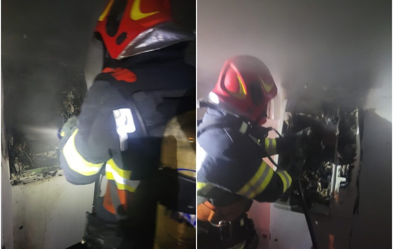 Incendiu la un bancomat din Mediaș, după ce hoții au încercat să fure dispozitivul și nu au reușit. Infractorii, căutați de poliție