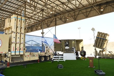 A handout picture released by the Israeli Ministry of Defence (IMDO) on July 12, 2022, shows the Iron Beam laser defence (C) and David's Sling (L) systems, part of Israel's multi-tiered air defence system on display at Israel's Ben Gurion Airport in Lod near Tel Aviv, ahead of US President Joe Biden's visit tomorrow. Moments after US President Joe Biden touches down in Tel Aviv on Wednesday, the Israeli military will show him new hardware it says is essential to confronting Iran: anti-drone lasers. Presenting such technology to Biden is a strategic move for Israel, which saw Washington approve a billion-dollar package in September for Israel's active Iron Dome system.,Image: 706918570, License: Rights-managed, Restrictions: === RESTRICTED TO EDITORIAL USE - MANDATORY CREDIT "AFP PHOTO / HO /ISRAELI MINISTRY OF DEFENCE" - NO MARKETING NO ADVERTISING CAMPAIGNS - DISTRIBUTED AS A SERVICE TO CLIENTS === BEST QUALITY AVAILABLE, *** HANDOUT image or SOCIAL MEDIA IMAGE or FILMSTILL for EDITORIAL USE ONLY! * Please note: Fees charged by Profimedia are for the Profimedia's services only, and do not, nor are they intended to, convey to the user any ownership of Copyright or License in the material. Profimedia does not claim any ownership including but not limited to Copyright or License in the attached material. By publishing this material you (the user) expressly agree to indemnify and to hold Profimedia and its directors, shareholders and employees harmless from any loss, claims, damages, demands, expenses (including legal fees), or any causes of action or allegation against Profimedia arising out of or connected in any way with publication of the material. Profimedia does not claim any copyright or license in the attached materials. Any downloading fees charged by Profimedia are for Profimedia's services only. * Handling Fee Only ***, Model Release: no