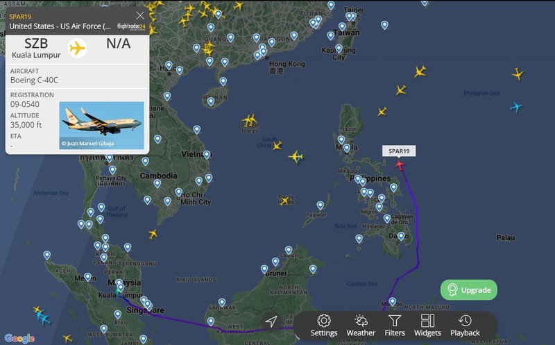 Avionul a plecat din Kuala Lumpur, a ocolit Marea Chinei de Sud și pare că se îndreaptă spre Taiwan. FOTO: Flight24