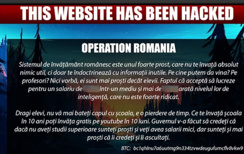 Site-ul Ministerului Educației a fost spart de hackeri: „Dragi elevi, nu vă mai bateți capul cu școala, e o pierdere de timp”