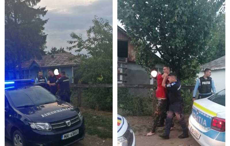 Scandal cu focuri de armă în Botoșani. Un bărbat a fost arestat după ce a vrut să-și bată soția și i-a amenințat pe polițiști cu o cazma
