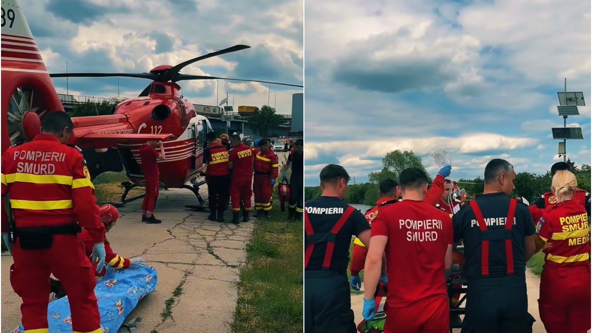Pompierii smurd, în timupl unei intervenții de salvare.
