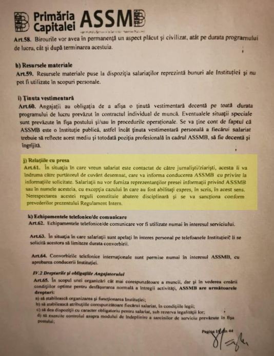 Articolul 61 din regulamentul intern al ASSMB