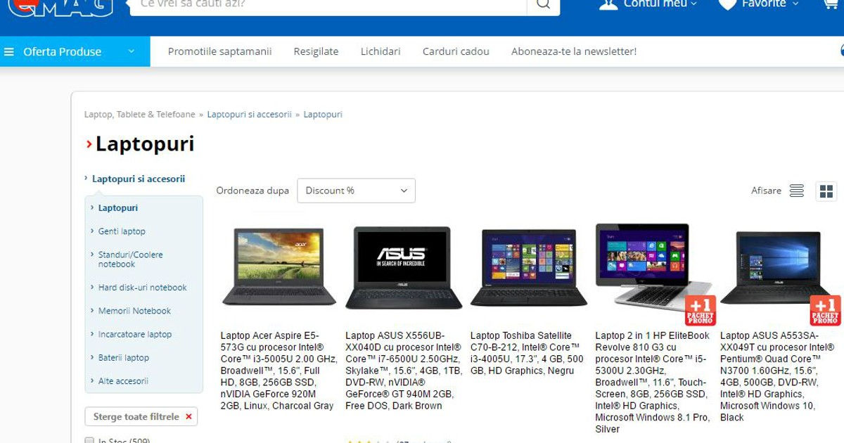 Laptopuri ieftine de Black Friday 2016.
