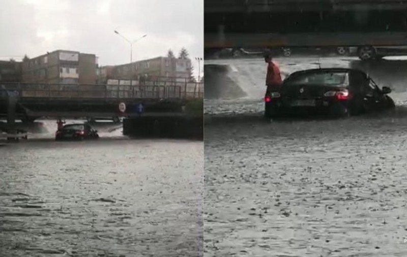 Inundații în Râmnicu Vâlcea după o ploaie torențială. Traficul pe șoseaua de centură e oprit