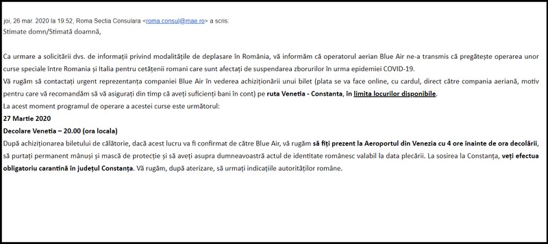 Răspunsul MAE pentru un român aflat la bordul navei