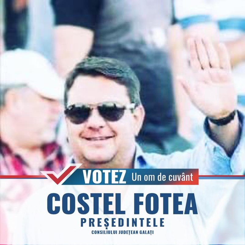 Mesaj de susținere publicat de Groza pe contul său de Facebook, în campania pentru alegerile locale din 2020. Candidatul susținut la președinția CJ Galați: Costel Fotea, PSD, care a câștigat detașat un nou mandat