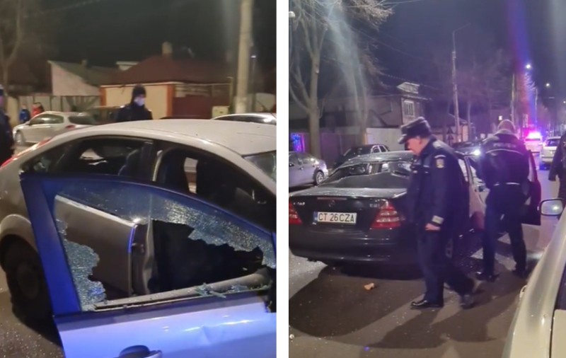 VIDEO  | Răfuială ca-n filme pe străzile din Brăila. Două autoturisme au fost distruse, iar trei indivizi au fost reținuți