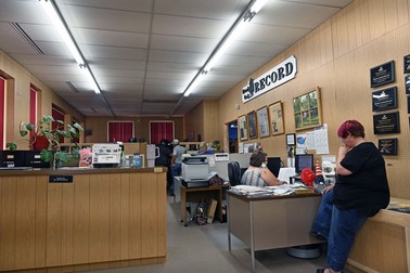 MARION, KANSAS - AUGUST 14, 2023 View today in the newspaper’s office after the unprecedented raid Friday, by local law enforcement officers who seized computers, cellphones and reporting materials from the Marion County Record office, the newspaper’s reporters, and the publisher’s home.,Image: 797295654, License: Rights-managed, Restrictions: *Editorial use only*, Model Release: no