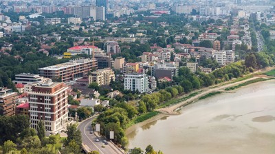Aerial View Of Bucharest City Skyline