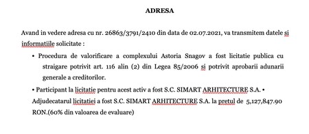 Extras din răspunsul Cabinetului de insolvență Iorgulescu Gabriel