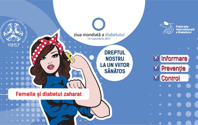 (P) 14 noiembrie 2017, Ziua Mondiala a Diabetului. Societatea Romana de Diabet, Nutritie si Boli Metabolice initiaza campania de informare “Femeile si diabetul zaharat”