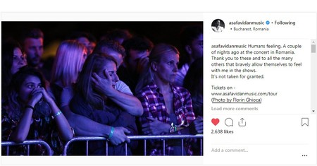 Asaf Avidan a postat pe Instagram o fotografie a unui jurnalist român