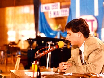 Dan Negru în 1995, la radio TVR Timișoara | Foto: dannegru.com