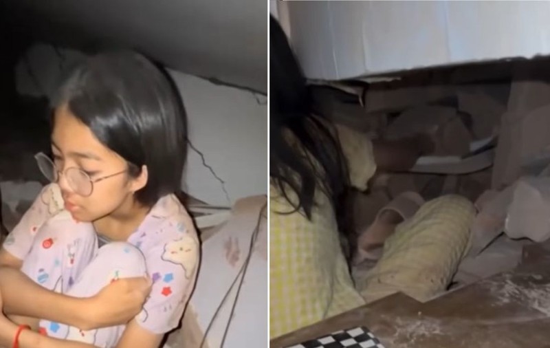 O adolescentă și-a filmat calvarul terifiant în care a fost prinsă împreună cu sora și bunica ei în dărâmăturile cutremurului din Myanmar