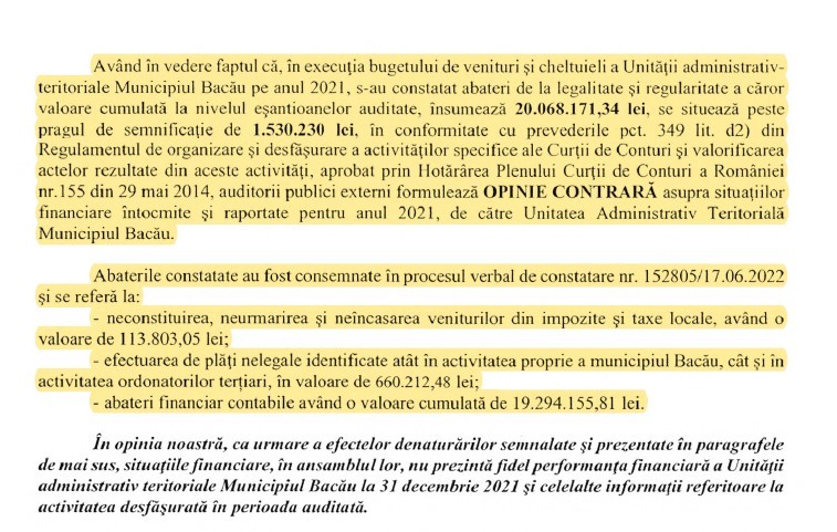 Concluziile auditorilor de la Curtea de Conturi