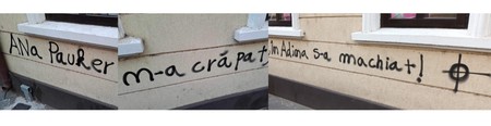 Graffitiul cu textul comentariului Radical Entourage, la adresa autoarei articolului