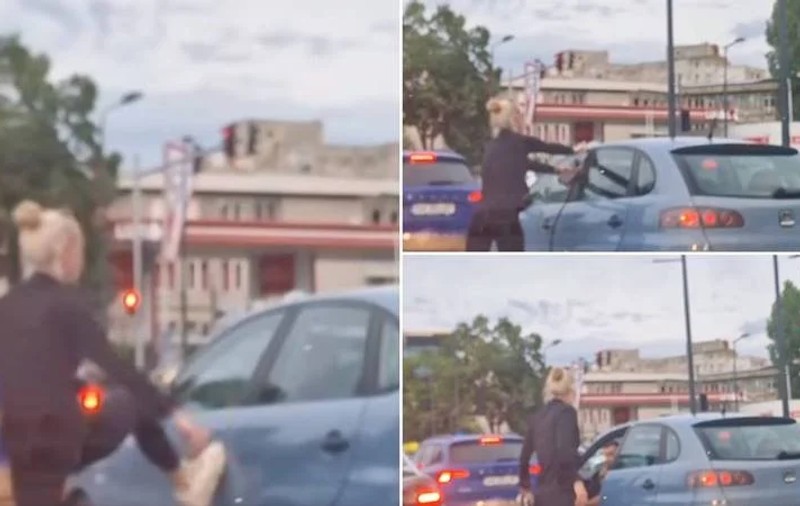 O șoferiță a lovit cu picioarele mașina unui turist, după o șicanare în trafic la Constanța