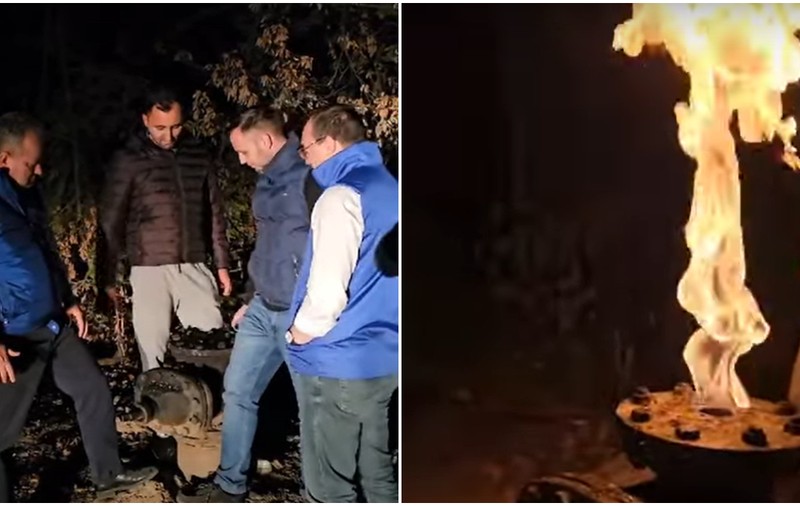 Patru lideri ai PNL Gorj, la un pas de tragedie după ce unul dintre ei aprinde gazul de la o conductă cu bricheta | VIDEO