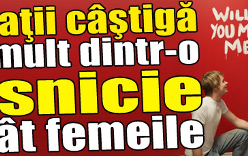 Bărbaţii câştigă mai mult dintr-o căsnicie decât femeile