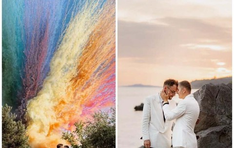 Ce frumos! Doi bărbați cunoscuți în România s-au căsătorit în Grecia. Cei doi au avut parte de o ceremonie desprinsă din povești, iar imaginile spectaculoase vorbesc de la sine: „Ne amintim fluturii din stomac.”