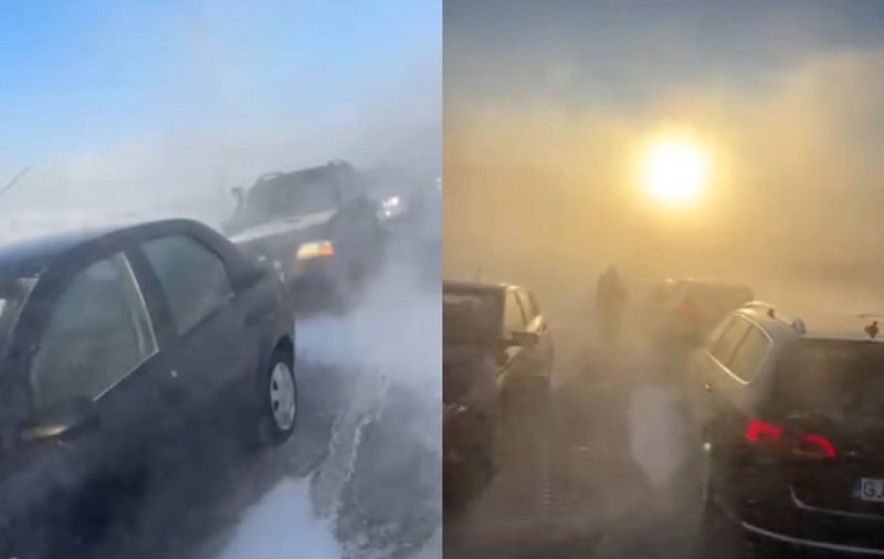 Drumul spre Rânca a fost complet închis duminică seara din cauza viscolului și a vântului puternic