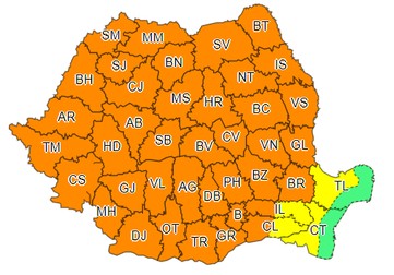 Codul portocaliu intră în vigoare la ora 12.00 și este valabil până pe 6 august, ora 6.00 | Foto: ANM