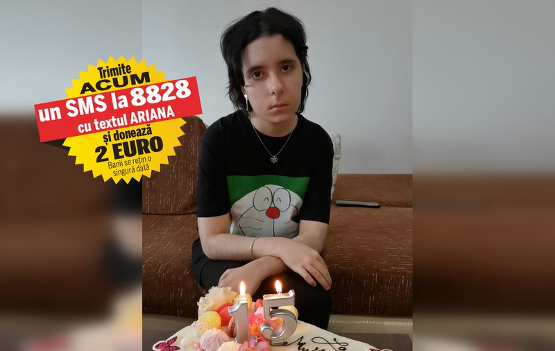 Din cauza cancerului cerebral, Ariana a surzit, iar mușchii feței i-au „căzut”. Fata de 15 ani poate fi salvată dacă este operată pe creier în Germania, dar are nevoie de 70.000 de euro