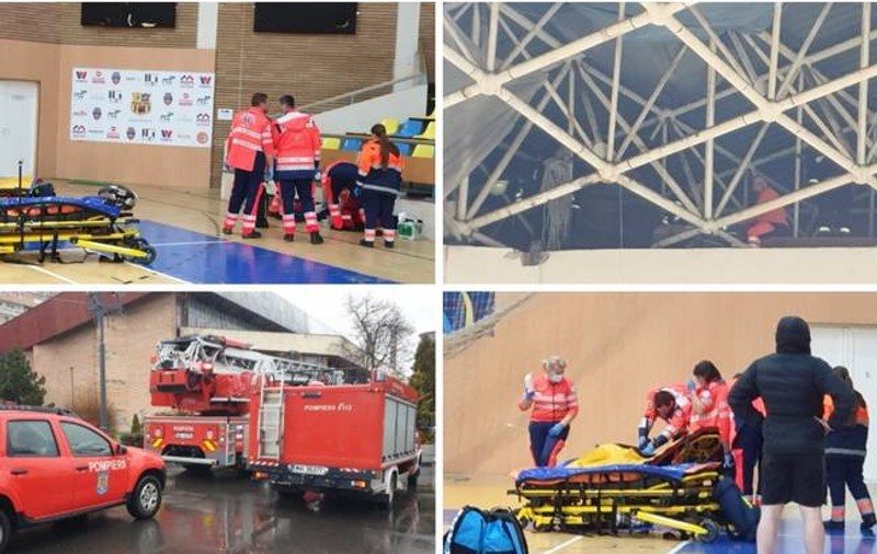 Un electrician a murit după ce a căzut de sub acoperișul Sălii Sporturilor din Arad. Strângea apa care curgea prin găurile din tavan. DJTS și MTS: ”Nu l-am pus noi să urce acolo”
