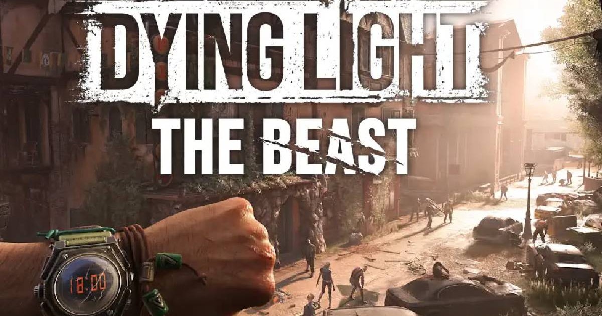 În imagine e o secvență din jocul Dying LIght The Beast în care apare o mână care poartă un ceas iar pe fundal se vede un oraș cotropit de zombie
