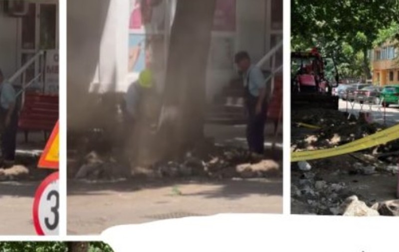 Muncitorii care pun borduri în Alexandria au spart de două ori în două zile o ţeavă de gaze. Reacţia Poliţiei