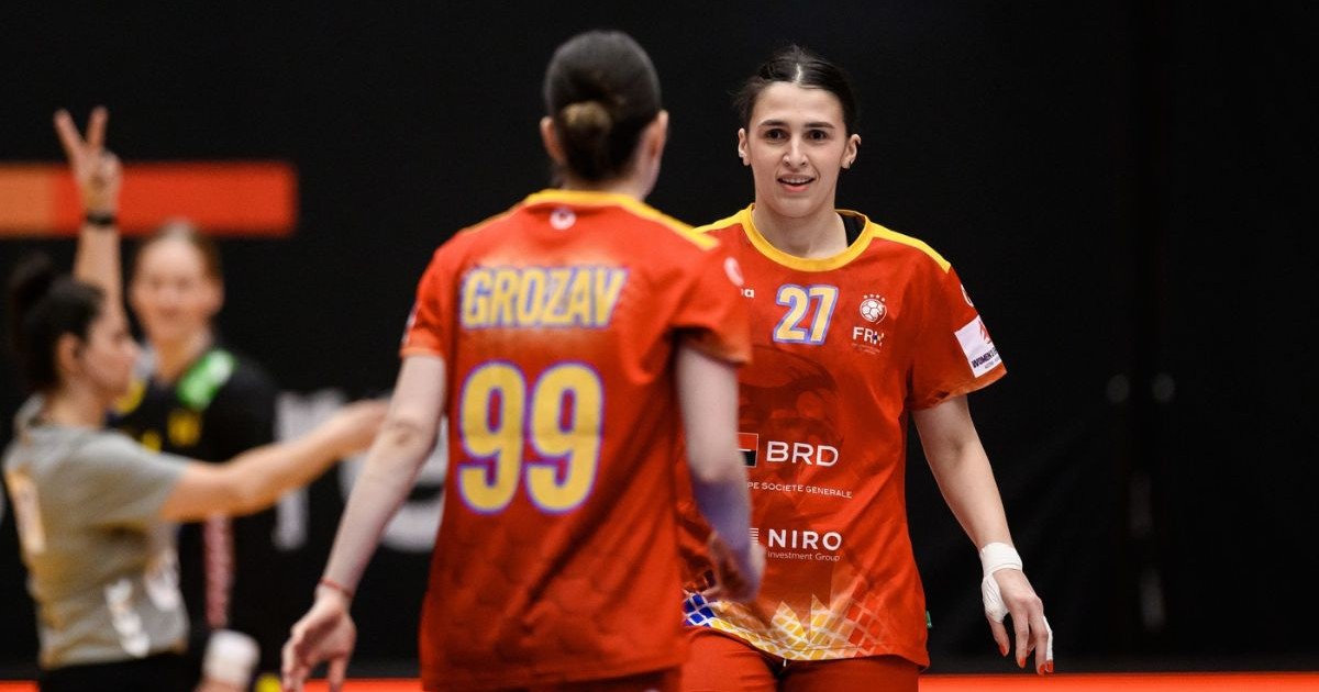 250306 Sorina Maria Grozav and Lorena Gabriela Ostase of Romania during the international friendly handball match between Sweden and Romania on March 6, 2025 in Nyköping.,Image: 972922628, License: Rights-managed, Restrictions: Sweden, Norway, Finland and Denmark must be OUT, Model Release: no