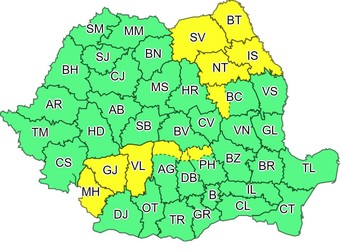 11 județe sunt vizate de avertizarea meteo