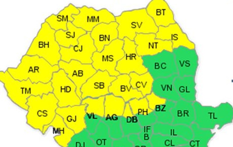ATENȚIONARE METEO! COD GALBEN de NINSORI și VÂNT