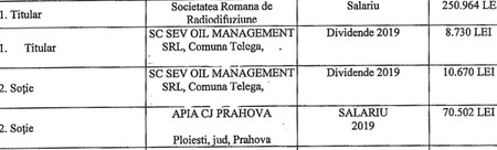 Veniturile fiscale din 2019, potrivit declarației de avere completate în 2020