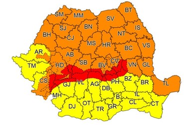 Zonele aflate sub avertizare de cod roșu