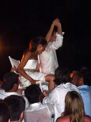 EXCLUSIVE: ***PREMIUM RATES APPLY*** These are the world exclusive photographs of Meghan Markle s first wedding. The suits star - who is dating Prince Harry - tied the knot in September 2011 to movie producer Trevor Engelson. Meghan, now 35, married Trevor on a beach in Ocho Rios, Jamaica after dating for seven years. But the couple divorced in August 2013 after just two years of marriage citing irreconcilable differences . Now these pictures, first published in US magazine Star show Meghan and guests enjoying the sun-drenched ceremony at the Jamaica Inn. Meghan can be seen in a yellow bikini while her mother Doris Ragland also hits the beach. In one shot, guests can been lifting Meghan and Trevor in the hora, a traditional Jewish chair dance . 04 Jan 2017 Pictured: Guests lift Meghan Markle and Trevor Engelson in the hora, a traditional Jewish "chair dance". Photo credit: Star Magazine/MEGA TheMegaAgency.com +1 888 505 6342 *** Local Caption *** MEGA9320_004