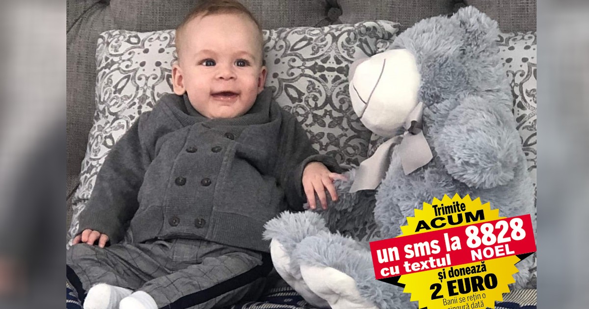 Viața lui Noel depinde de un vaccin adus din SUA, tratament care costă 2.100.000 de dolari. Bebelușul de doar nouă luni suferă de amiotrofie spinală, forma cea mai severă