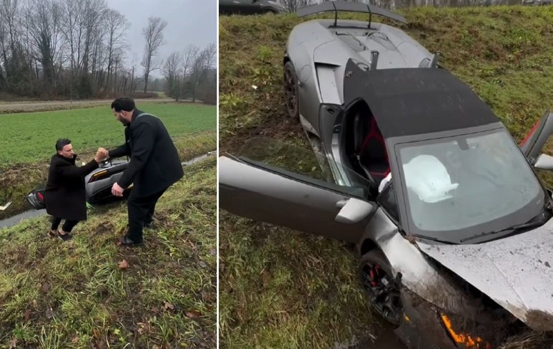 Un milionar a plonjat cu un Lamborghini Huracan de peste 340.000 de euro într-un canal din Breda, în Olanda: „Încă tremur”