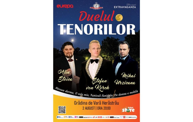 Duelul Tenorilor – ediţie de vară în aer liber cu Ştefan von Korch, Alin Stoica şi Mihai Urzicana pe 2 august la Grădina de Vară Herăstrău