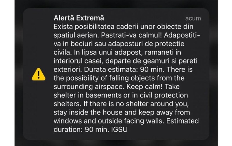 O dronă a intrat în România, fiind localizată în apropiere de Eforie Nord. Mesaj Ro-Alert primit de locuitorii din județul Constanța