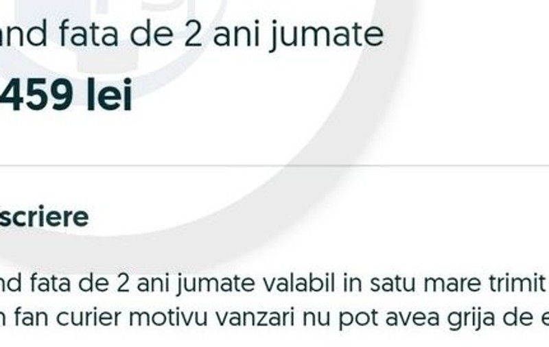 Copil de 2 ani din Satu Mare, scos la vânzare pe OLX. Poliția: „A fost o glumă”