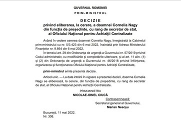 Decizia, publicată în Monitorul Oficial